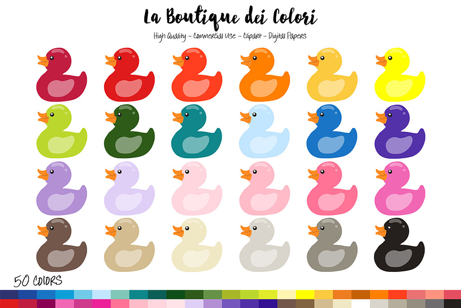 50 Rainbow Rubber Ducky Clipart in Illustrations - product preview 8