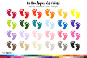 50 Rainbow Baby Footprints Clip art
