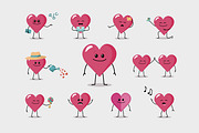 11 Funny heart characters - Set