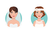4 Beautiful bride characters set