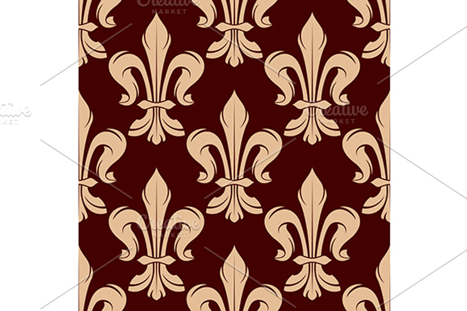 Seamless beige fleur-de-lis pattern in Patterns - product preview 8