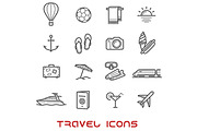Travel and leisure thin line icons