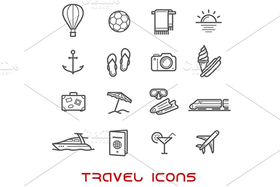 Travel and leisure thin line icons in Icons - product preview 8