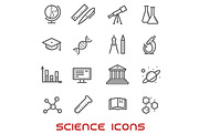 Science and education thin icons