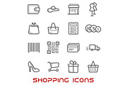 Shopping and retail thin line icons