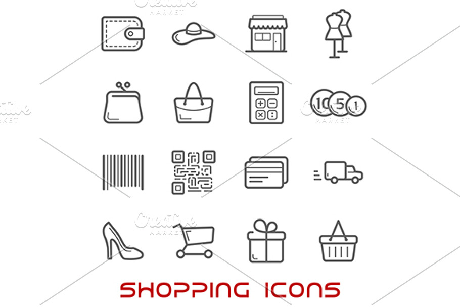 Shopping and retail thin line icons in Graphics - product preview 8