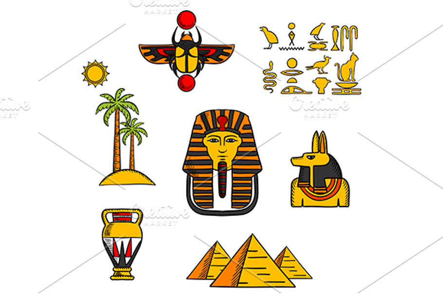Egypt travel and culture icons in Graphics - product preview 8