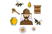 Beekeeping concept with beekeeper