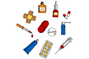 Pills, drugs and medication icons