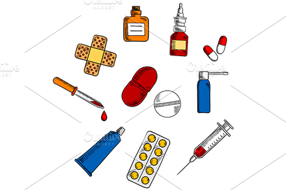 Pills, drugs and medication icons in Graphics - product preview 8