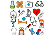 Medicine and medication icons set