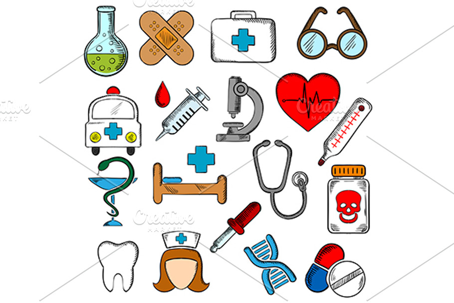 Medicine and medication icons set in Graphics - product preview 8
