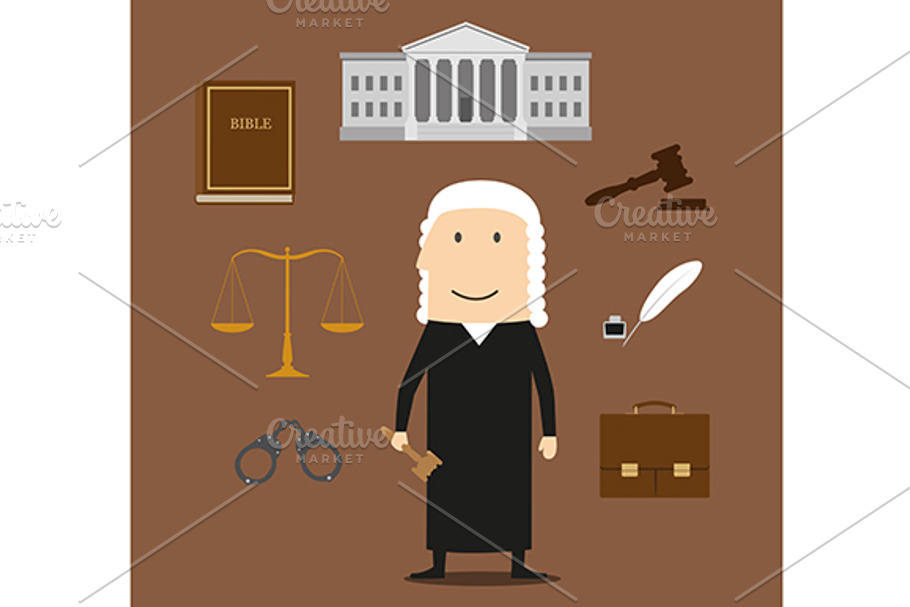 Judge with court and justice icons in Graphics - product preview 8