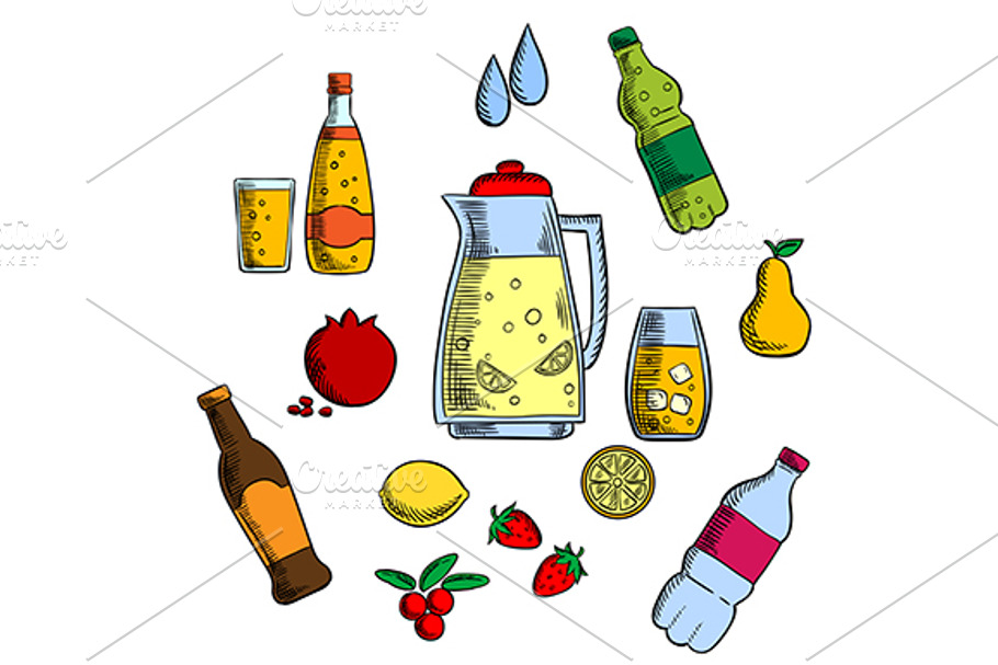 Beverages, alcohol and drinks set in Graphics - product preview 8