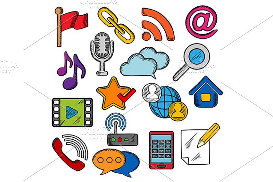 Multimedia and communication icons in Graphics - product preview 8