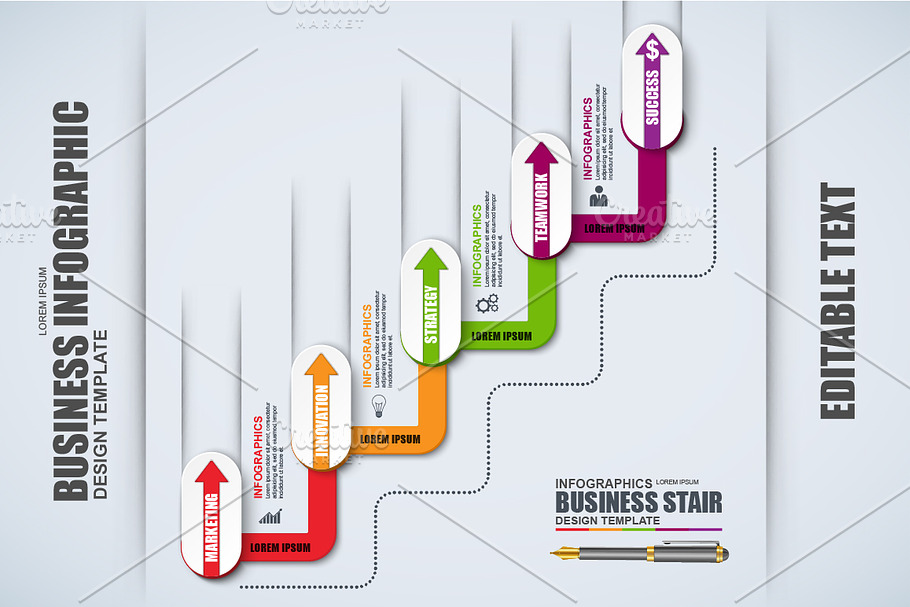 Business Stair Success Infographic in Presentation Templates - product preview 8