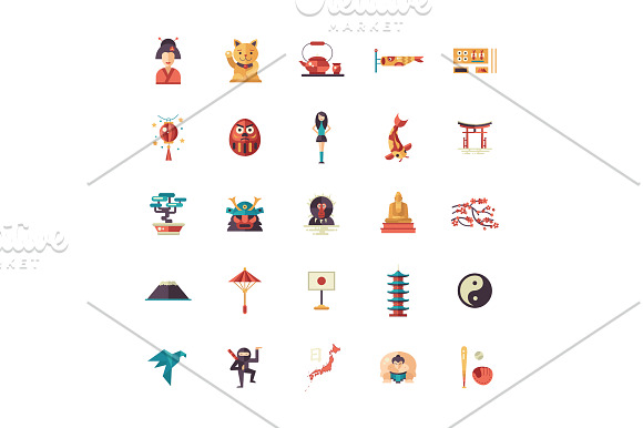 Bundle of Japan Travel Icons & Cards in Japanese Icons - product preview 5