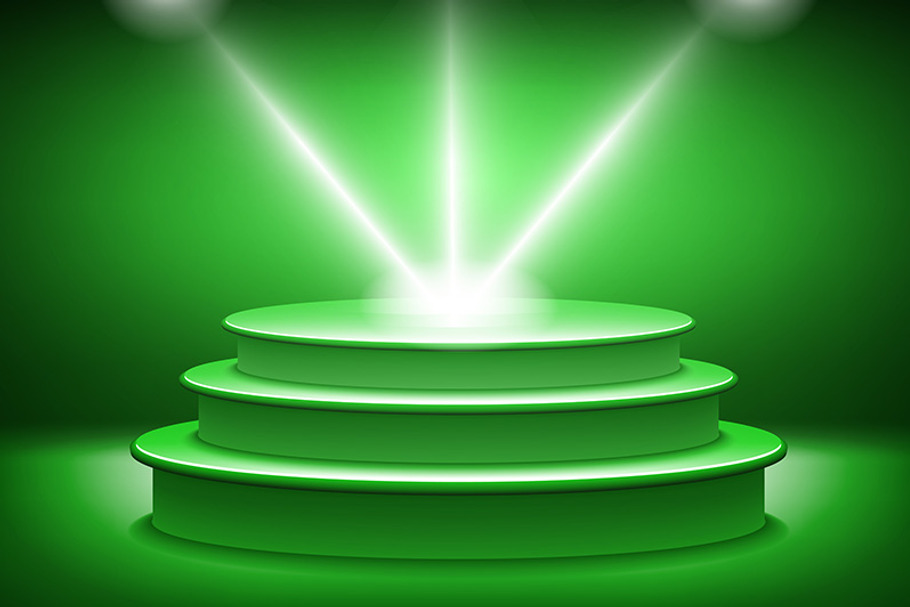 green Illuminated stage podium vecto in Graphics - product preview 8