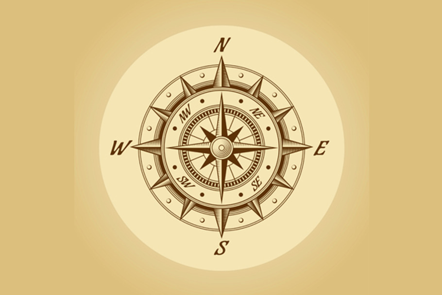 Wind rose in old retro style in Objects - product preview 8