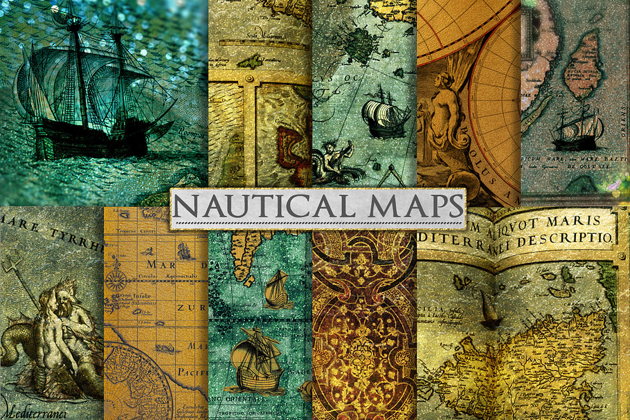 Nautical Backgrounds - Sea Map Art