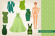 Vector set of green dresses