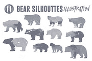 11 Bears Silhouettes Illustrations