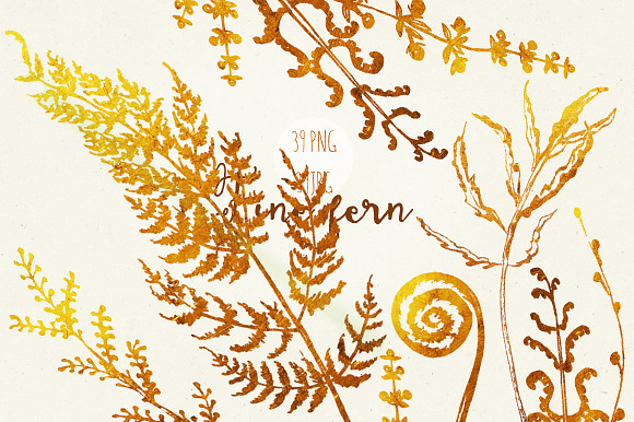 Fine fern. watercolor clipart in Illustrations - product preview 3