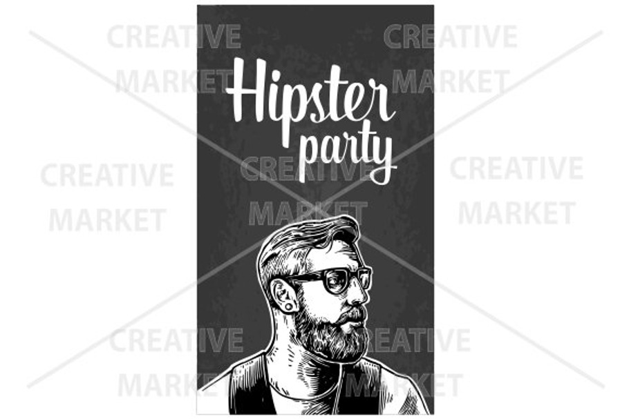 Hipster party greeting card in Card Templates - product preview 8