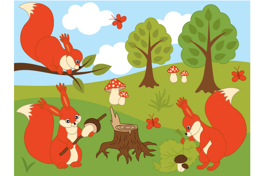 Woodland Squirrels in Illustrations - product preview 8
