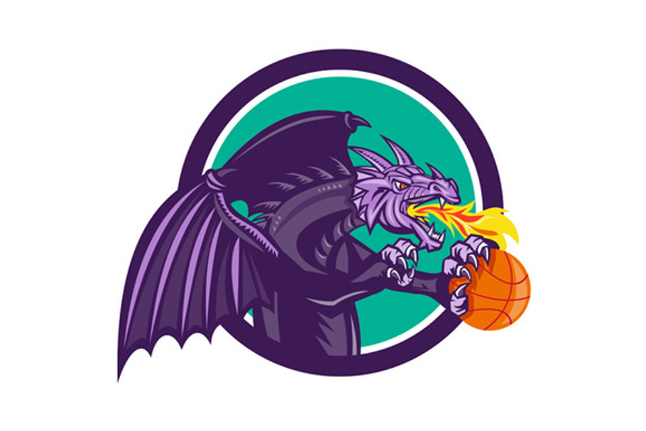 Dragon Fire Holding Basketball  in Illustrations - product preview 8