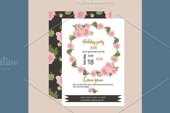 №113 Floral  Peony  in Card Templates - product preview 5