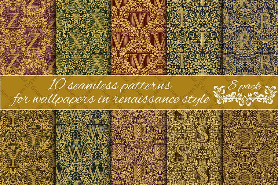 Renaissance seamless patterns Pack 8