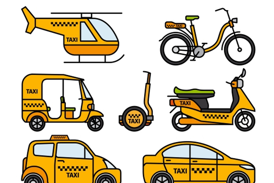 Taxi thin line icons