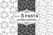 Set hand-drawn pasta patterns.