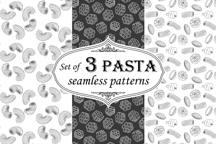 Set hand-drawn pasta patterns. in Illustrations - product preview 8