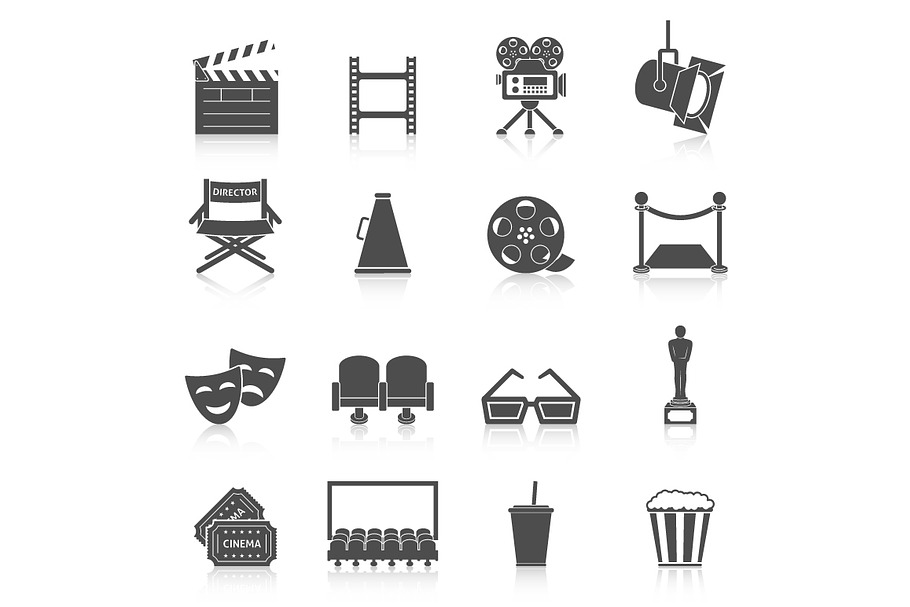 Cinema icons set in Graphics - product preview 8