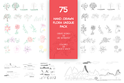 75 Hand-Drawn Flora Unique Pack
