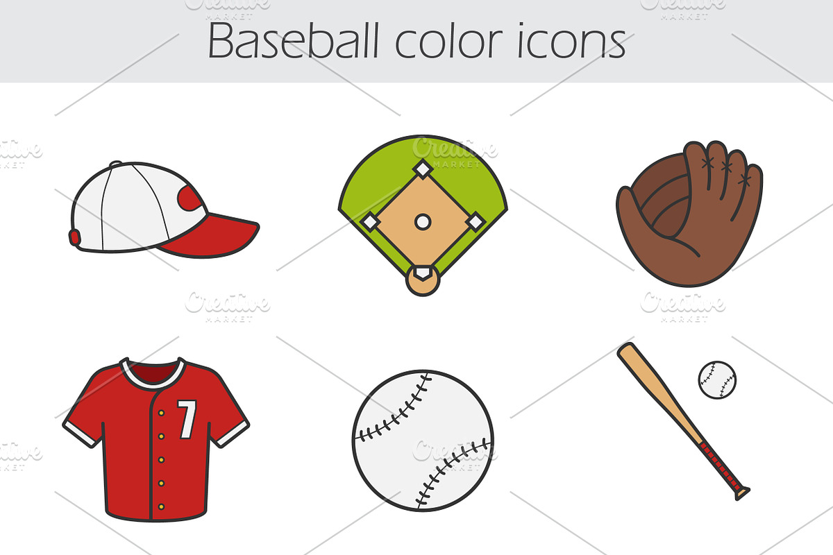 Baseball color icons set. 9 items in Icons - product preview 8