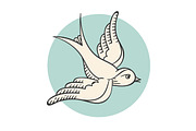 Icon bird in engraving style