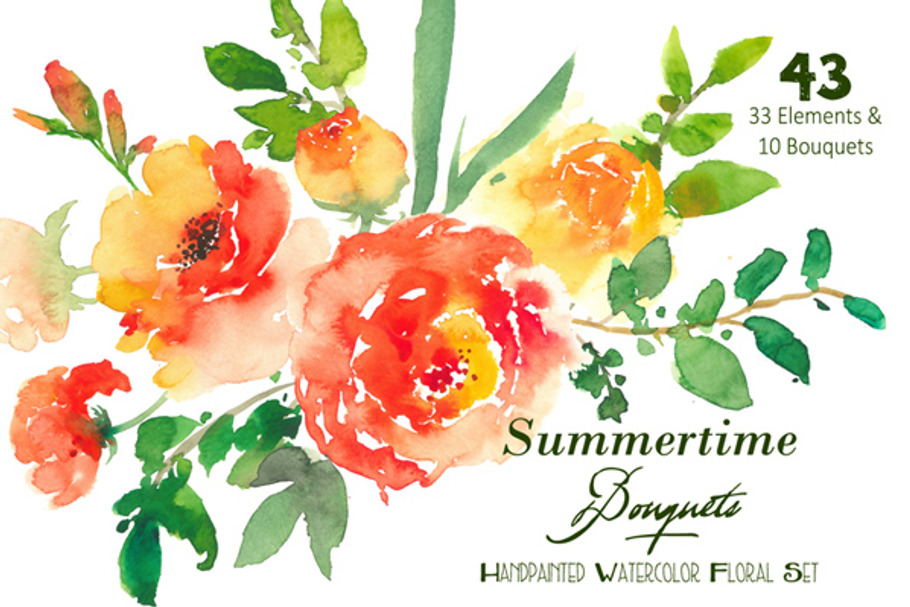 Summertime Bouquets - Watercolor Flo in Illustrations - product preview 8