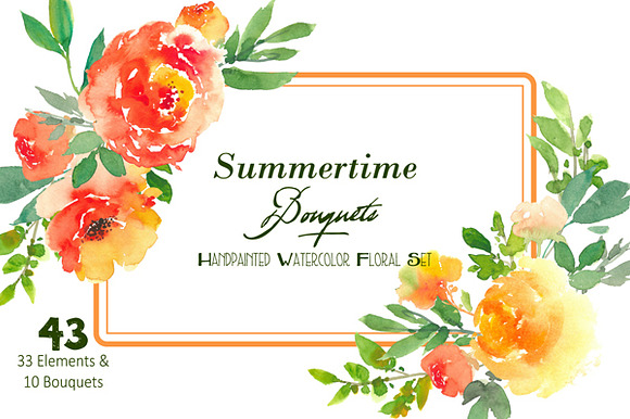 Summertime Bouquets - Watercolor Flo in Illustrations - product preview 1