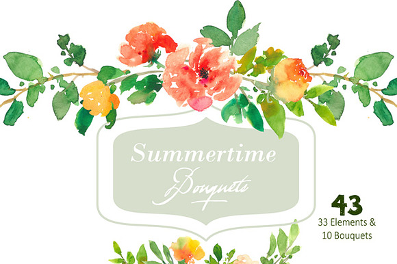 Summertime Bouquets - Watercolor Flo in Illustrations - product preview 3