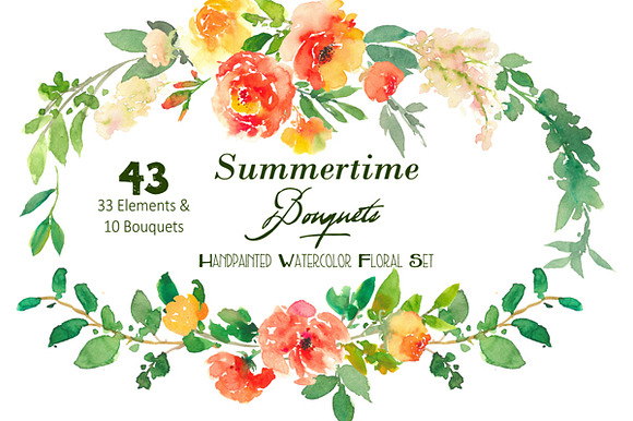 Summertime Bouquets - Watercolor Flo in Illustrations - product preview 4