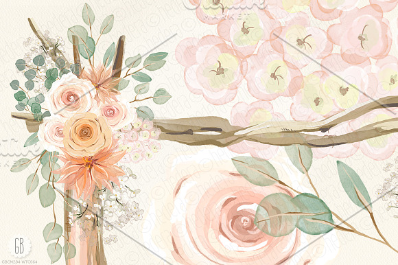 Watercolor floral arch driftwood  in Illustrations - product preview 1