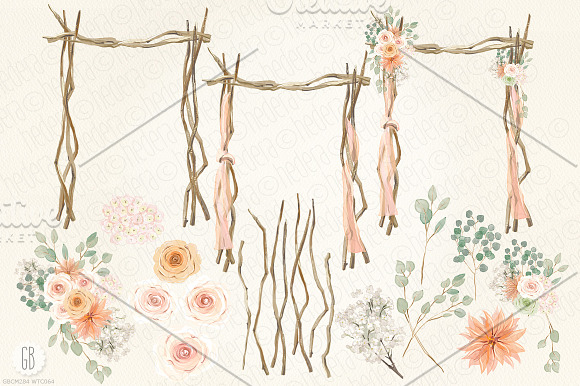 Watercolor floral arch driftwood  in Illustrations - product preview 2