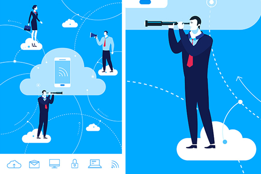 Cloud communication (+6icons) in Illustrations - product preview 8