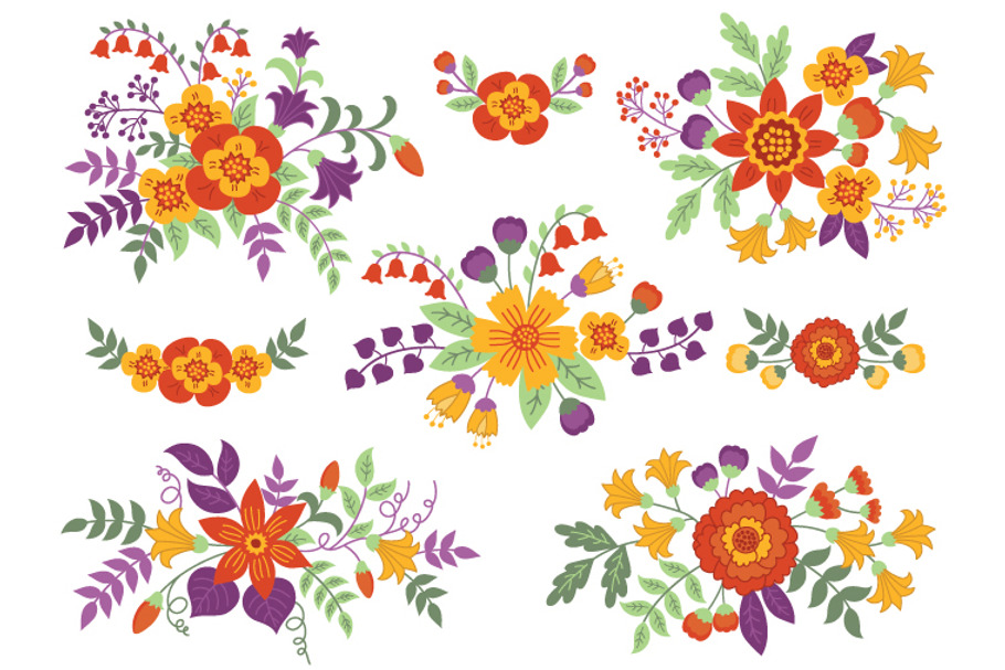 Purple and Yellow Bouquets in Illustrations - product preview 8