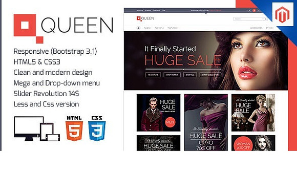 Queen - Magento Responsive Tempalate in Magento Themes - product preview 4