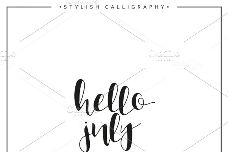 Hello july. Calligraphy phrase in Illustrations - product preview 8