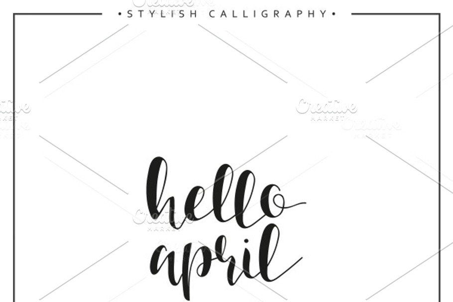 Hello april. Calligraphy phrase in Illustrations - product preview 8